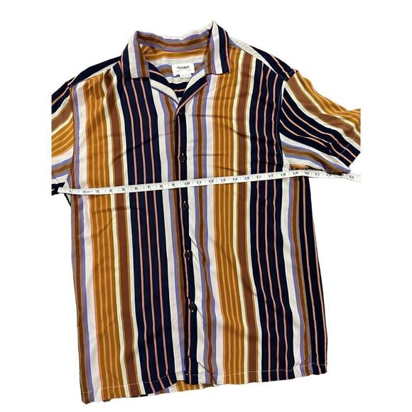 Pull&Bear Mens Multicolor Striped Collar Button Down Shirt sz M - Picture 8 of 10